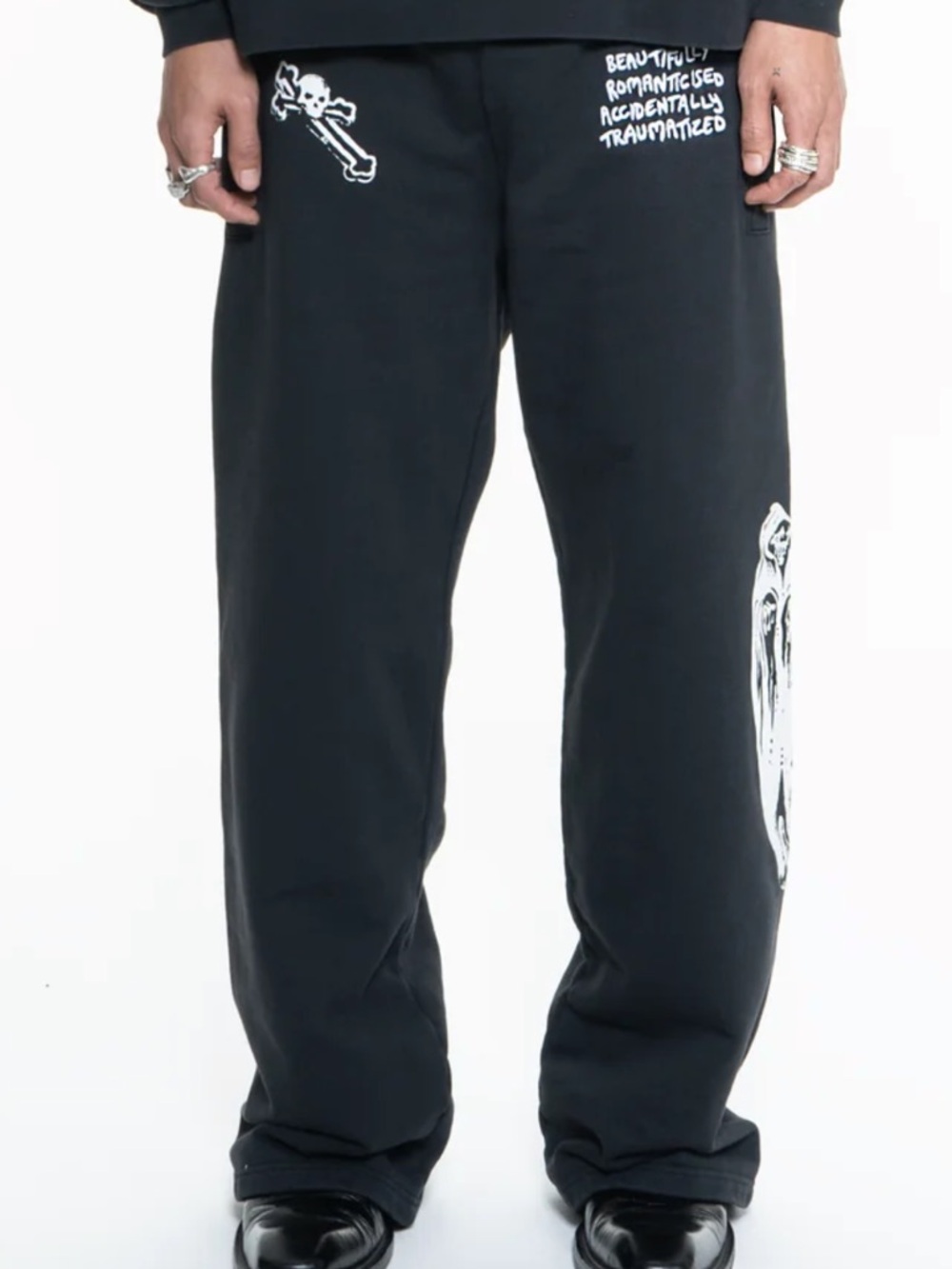 B.R.A.T. Clothing GOTH RUNNER TRACKSUIT BOTTOMS- MINERAL BLACK - Picture 2 of 6
